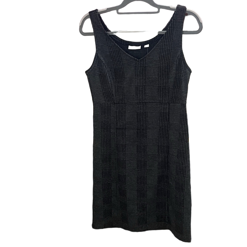 NY&C Checkered Black Sleeveless Dress - gray and black
